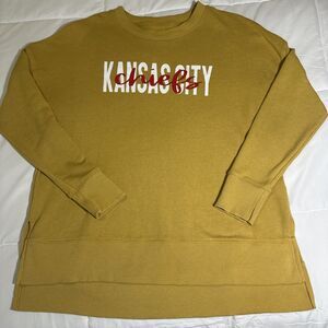 Kansas City Chiefs Women's Sweatshirt Yellow Oversized Medium